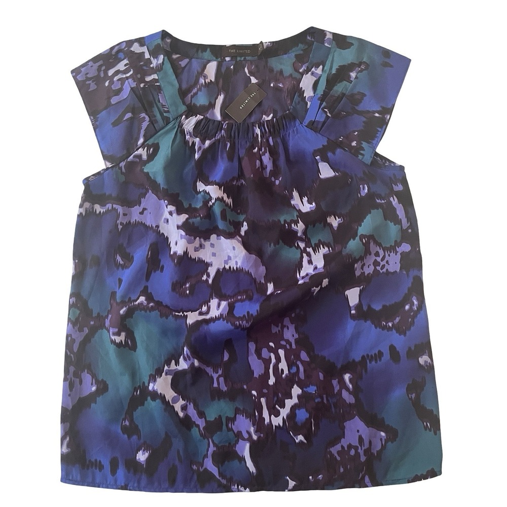 NWT The Limited Women's Size M Blouse Sleeveless Purple Blue Abstract Career